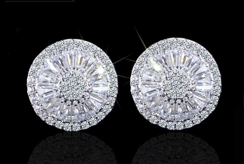 Stud Round and Cubic Zirconia Earrings
