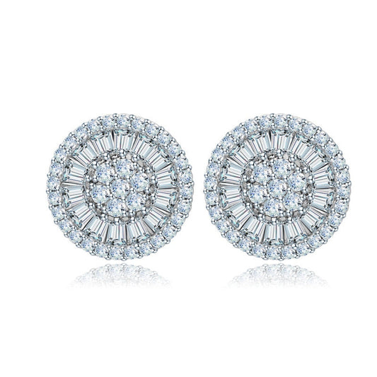 Stud Round and Cubic Zirconia Earrings